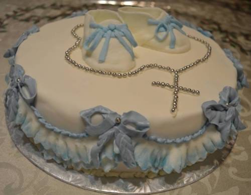 Blue Bow Ties Baptism Cake