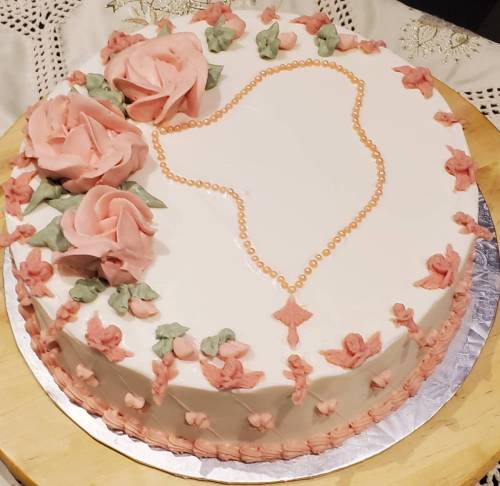 Pink Angels Baptism Cake